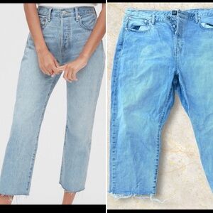 Gap Dolores Boyfriend Crop High Rise Button Fly Raw Hem Jeans 20 /35 Regular